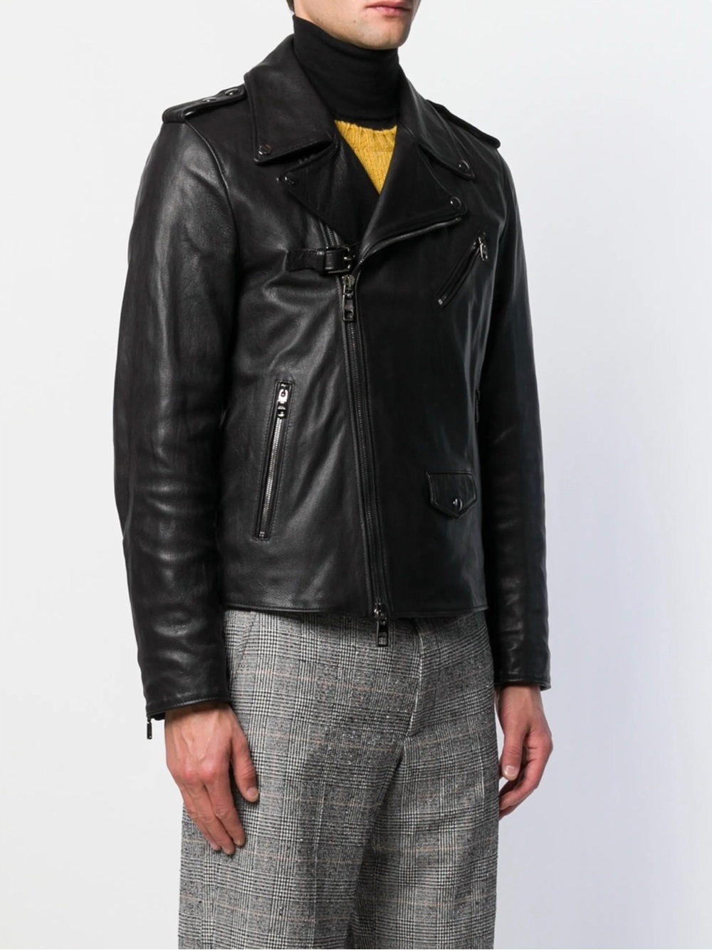 Dolce & Gabbana Black Leather Biker Jacket